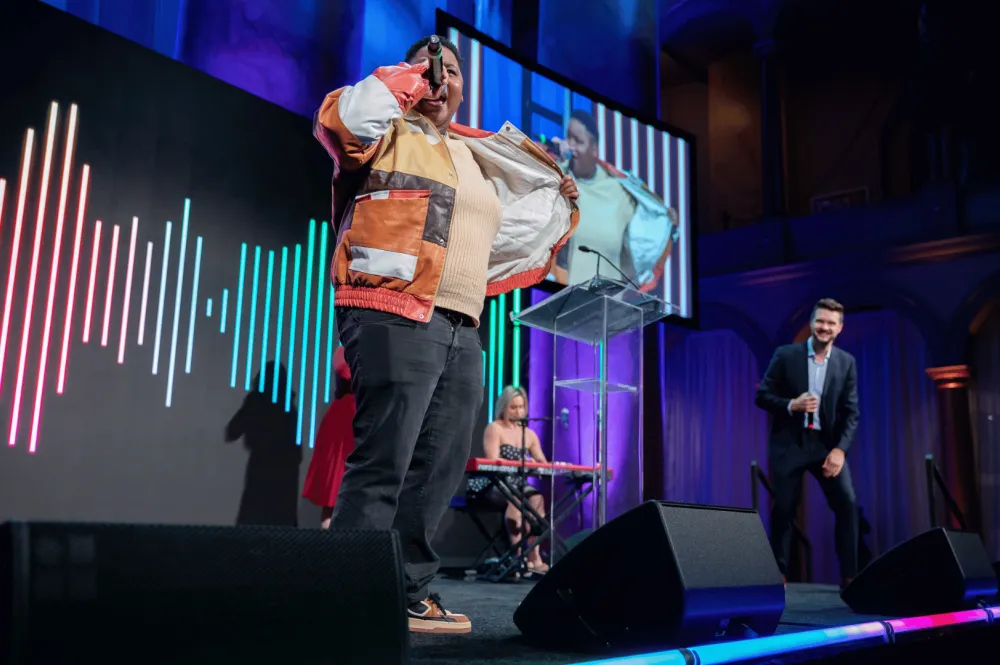 Freestyle+ energizes the crowd with a dynamic opening performance to kick off the Blue Hope Bash.