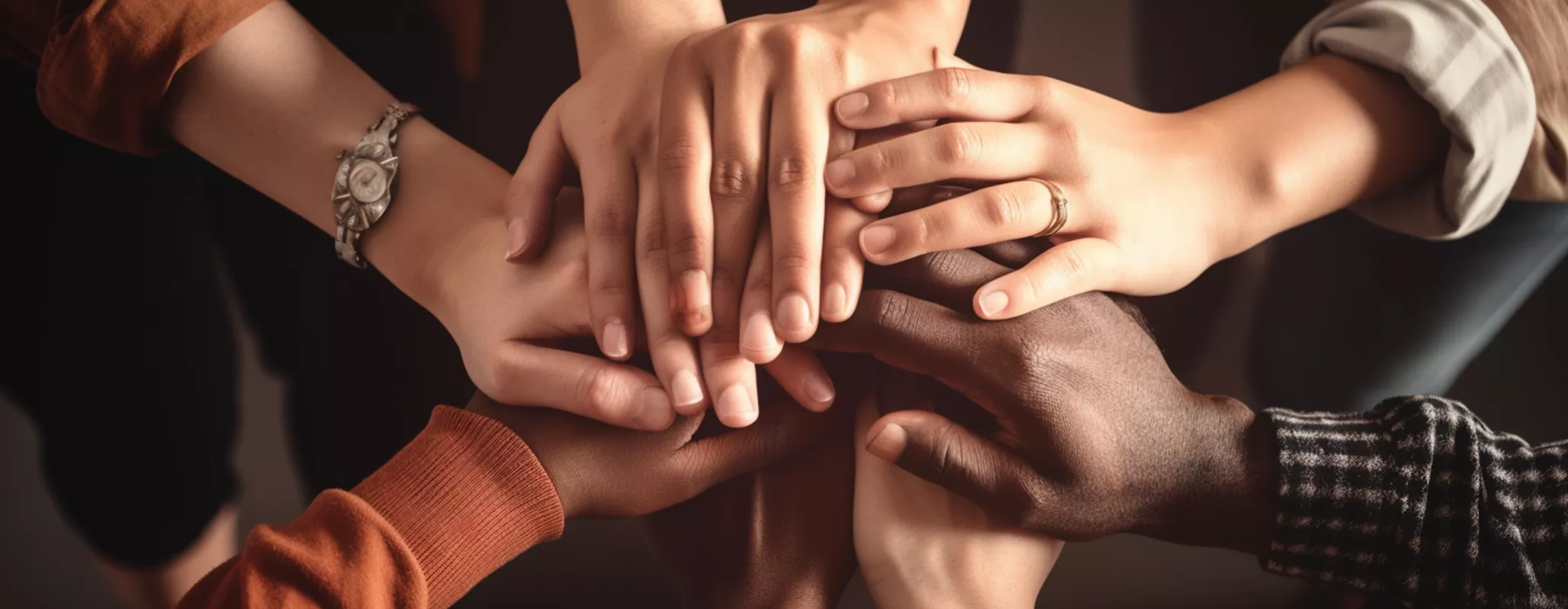 diverse group holding hands