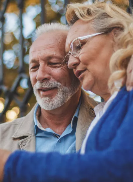 two people looking at phone together