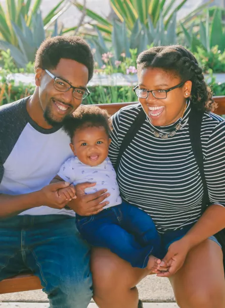 Black family with small child