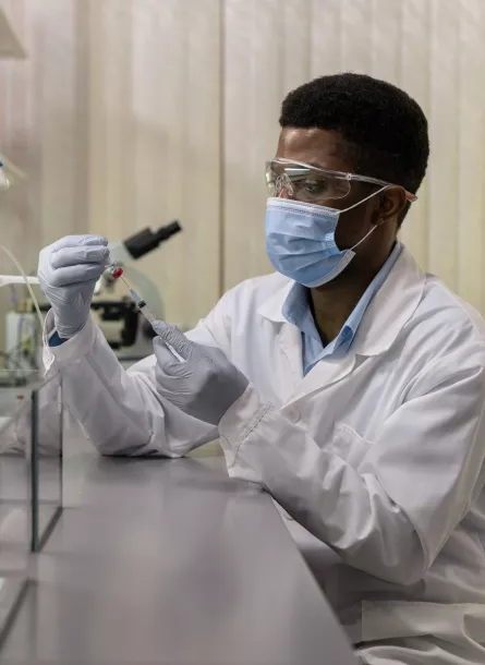black male scientist with mask