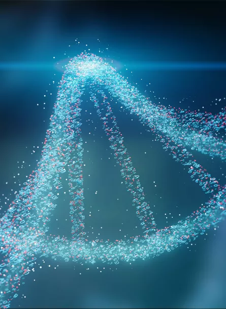 luz que rebota en una cadena de ADN