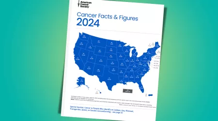 An image showing the front cover of American Cancer Society's Cancer Facts & Figures 2024 report