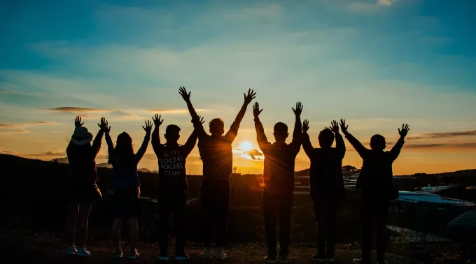 silhouette of group of people