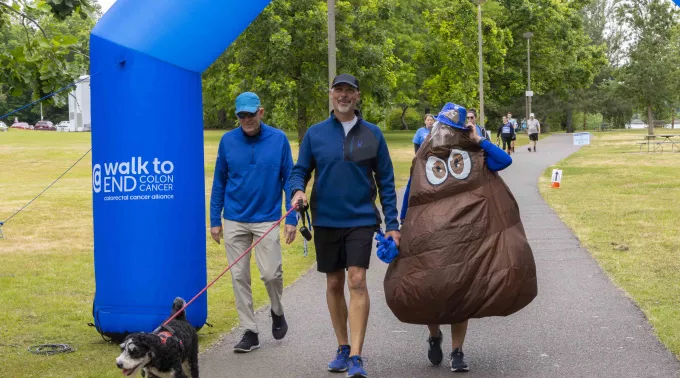 Walk starting line with poop emoji