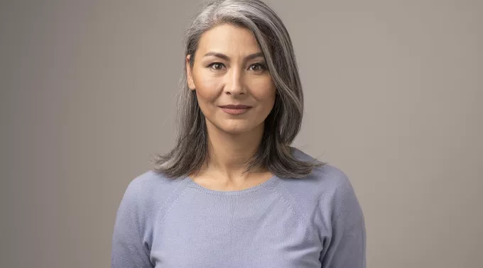 Woman with gray hair 