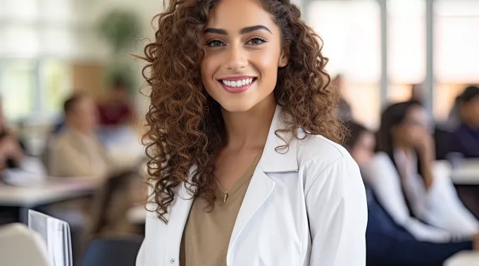 young female doctor dark hair