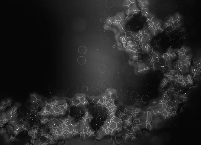 Molecules on a black background.