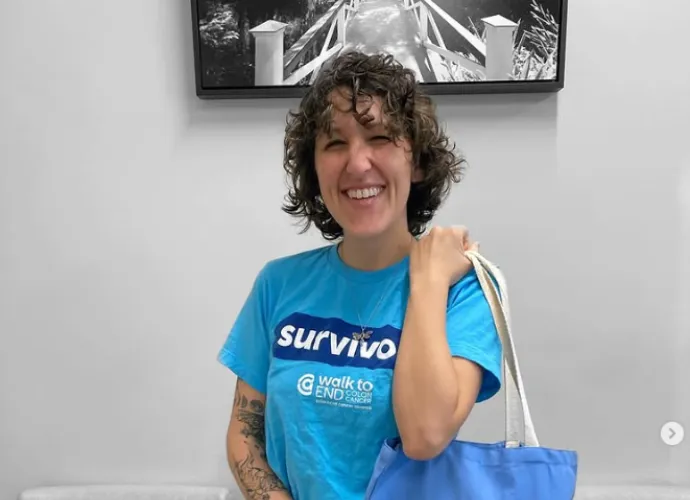 Woman wearing survivor t shirt