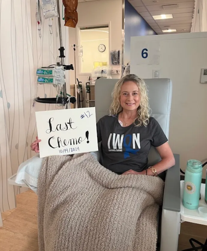 Last chemo round woman in chair