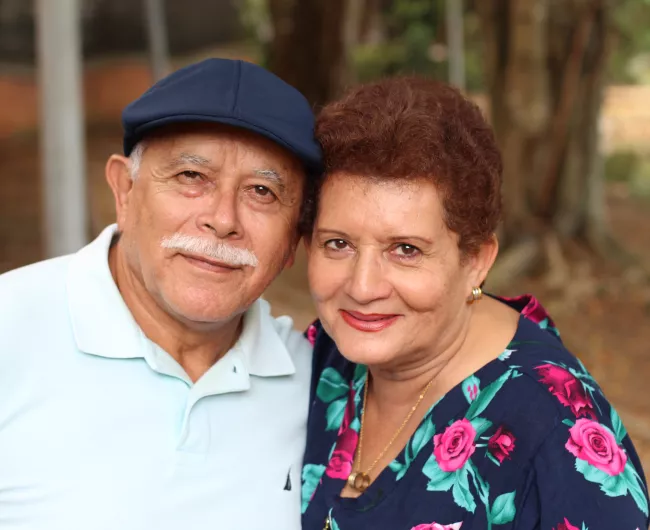 Hispanic couple take a photo