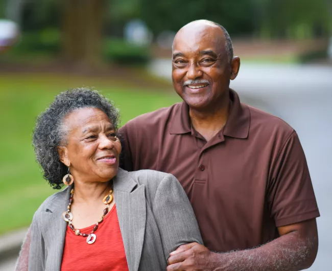 Mature couple embracing