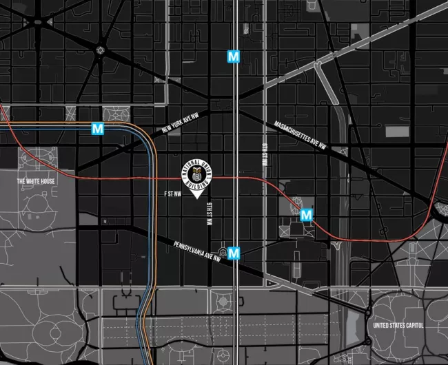A map of the location of the National Union Building in D.C. 