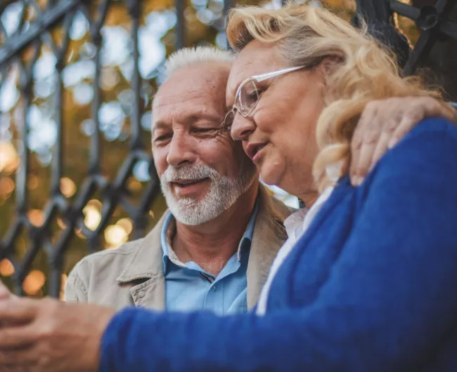 two people looking at phone together