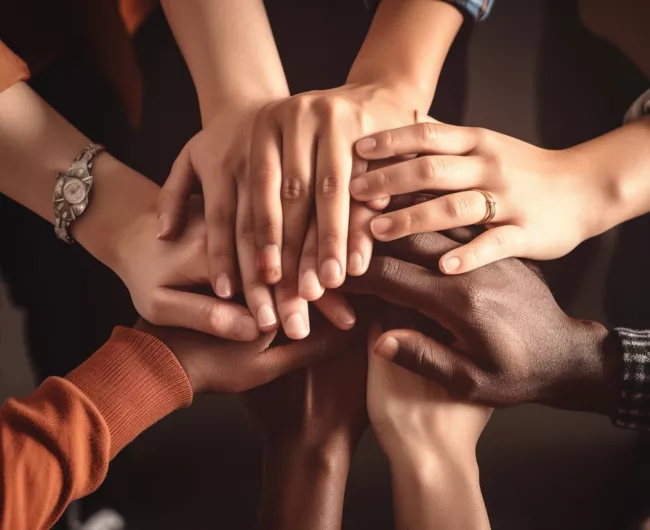 diverse group holding hands