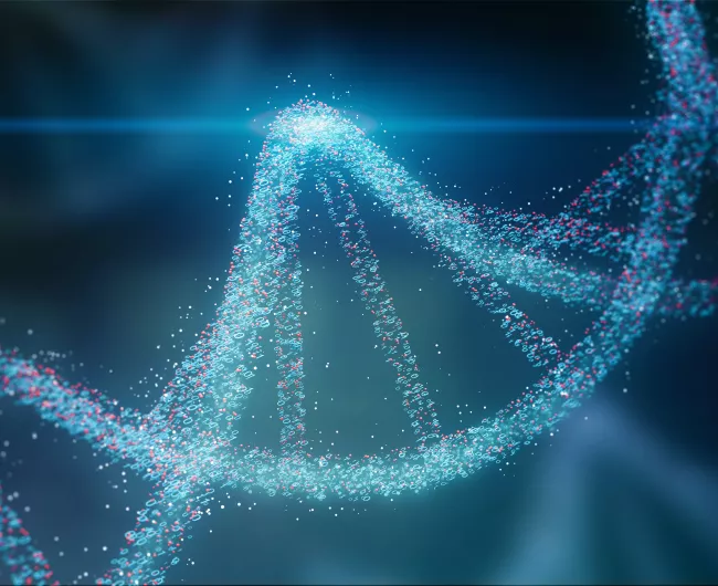 light bouncing off of a DNA strand 