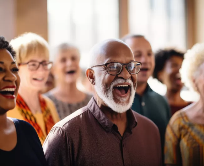 group of people laughing 