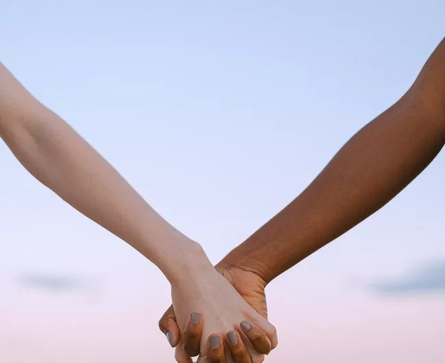 holding hands with sky