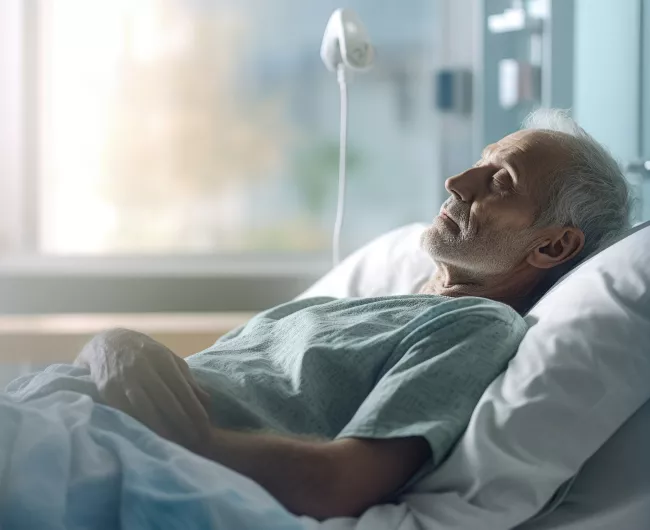 male patient resting in bed