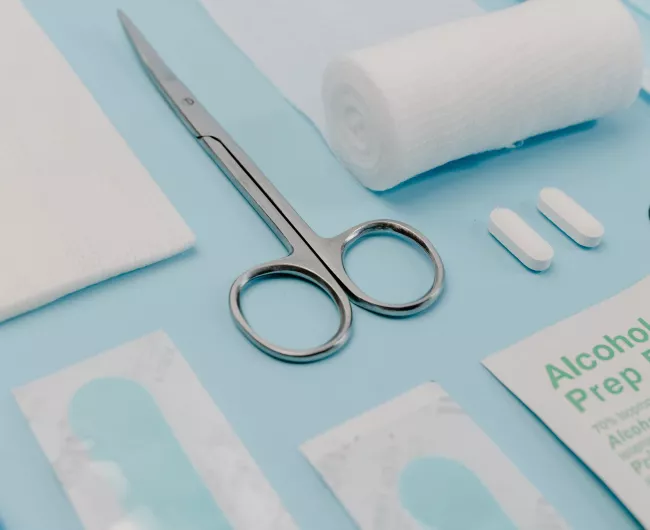 medical supplies on table
