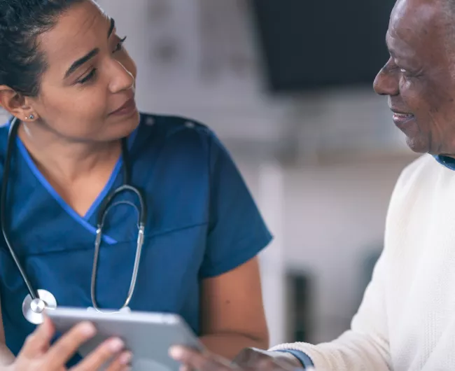 patient looking at computer