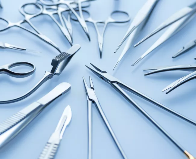 surgical supplies blue background