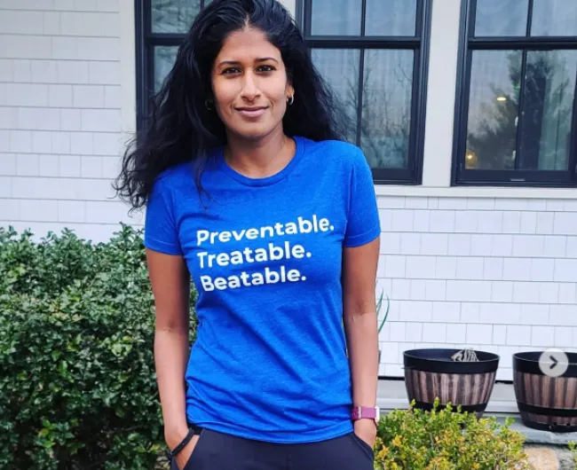 Woman in preventable t shirt