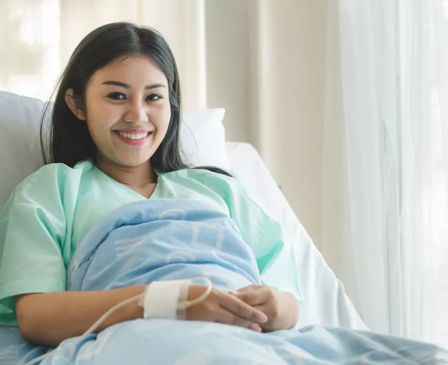 woman resting in bed