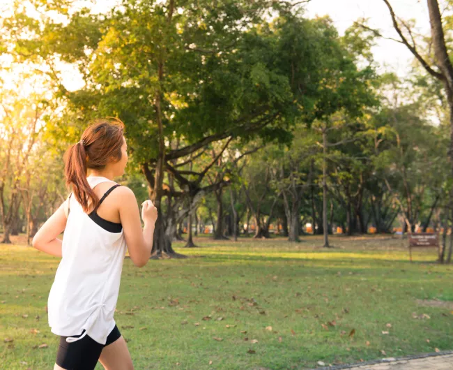 woman running in park
