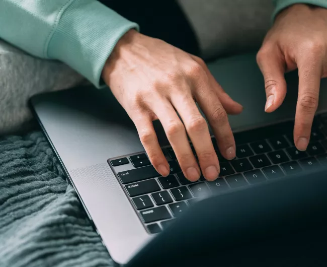 woman using laptop