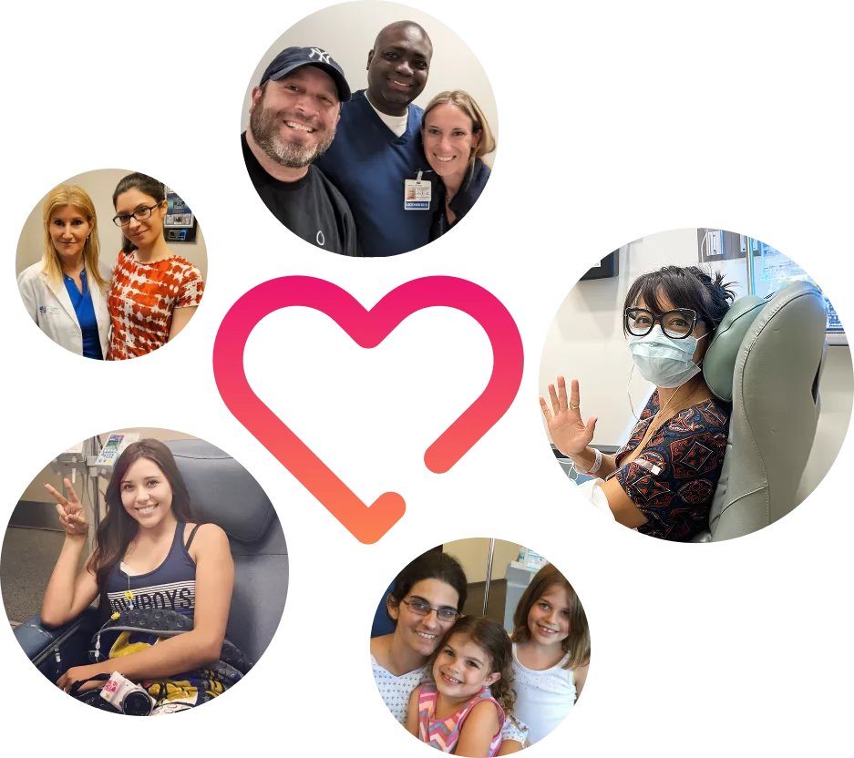 Collage de fotos de personas con corazón